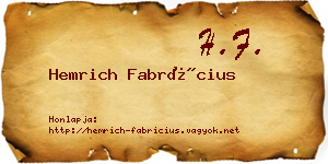 Hemrich Fabrícius névjegykártya